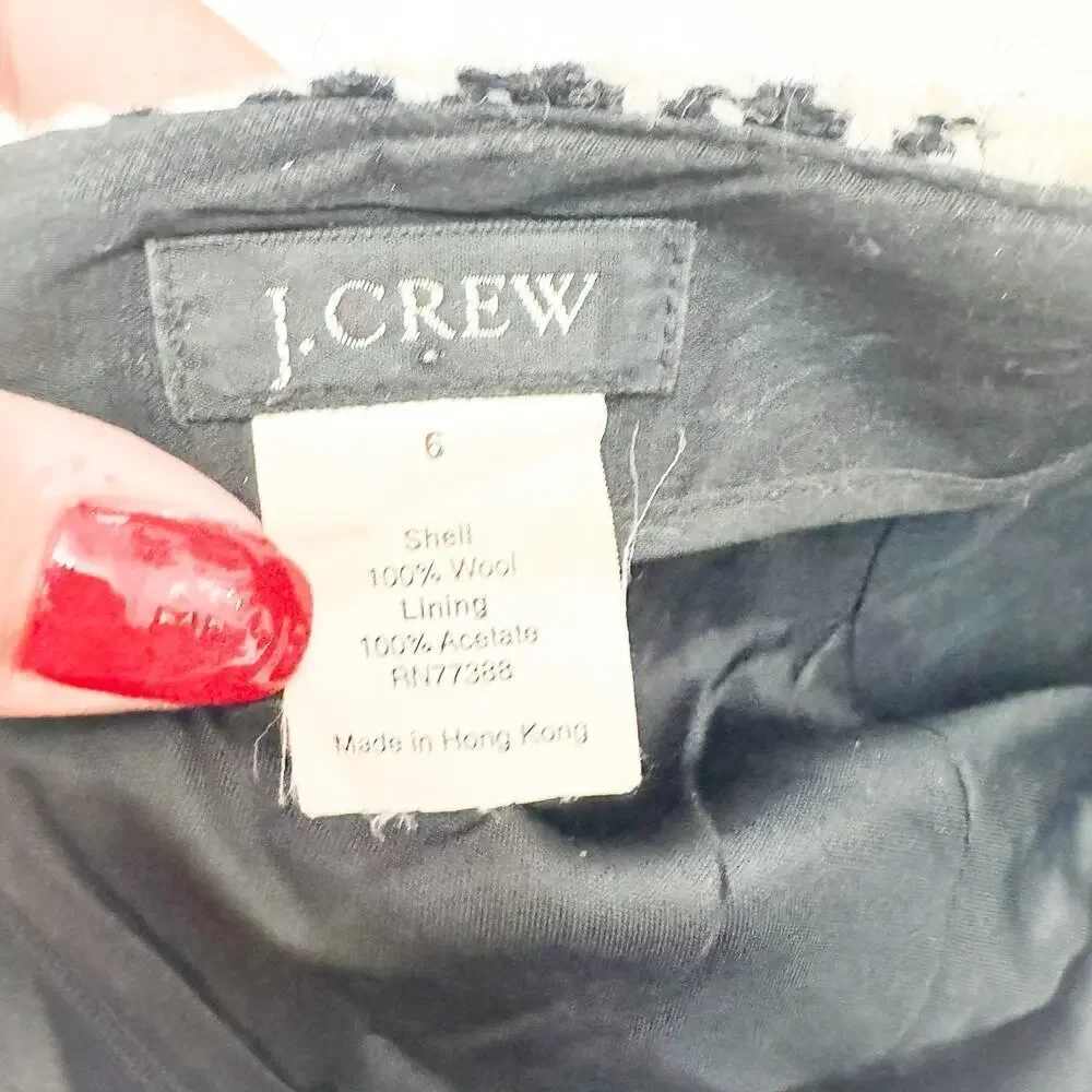 J. Crew Houndstooth Woven Classic Pencil Skirt Wool Size 6 Vintage